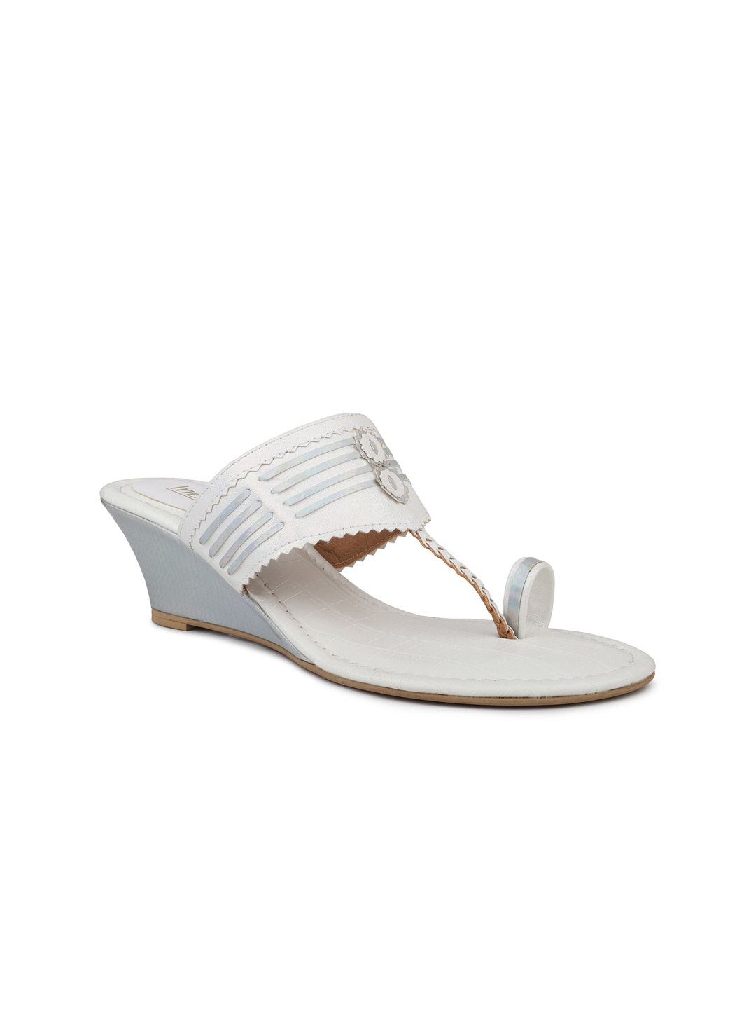

Inc 5 Embellished One Toe Wedges, White