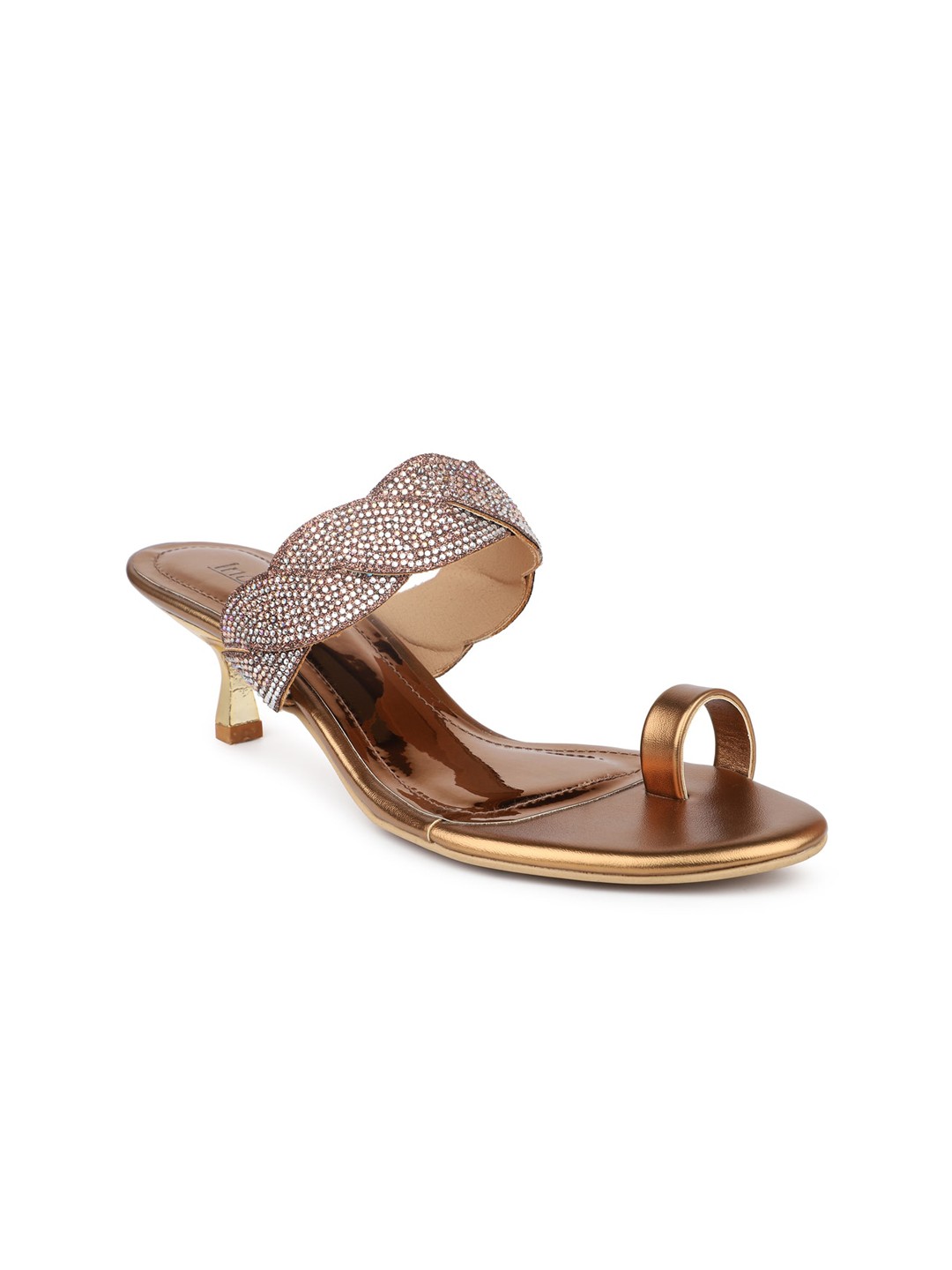 

Inc 5 Embellished Open Toe Kitten Heels, Gold