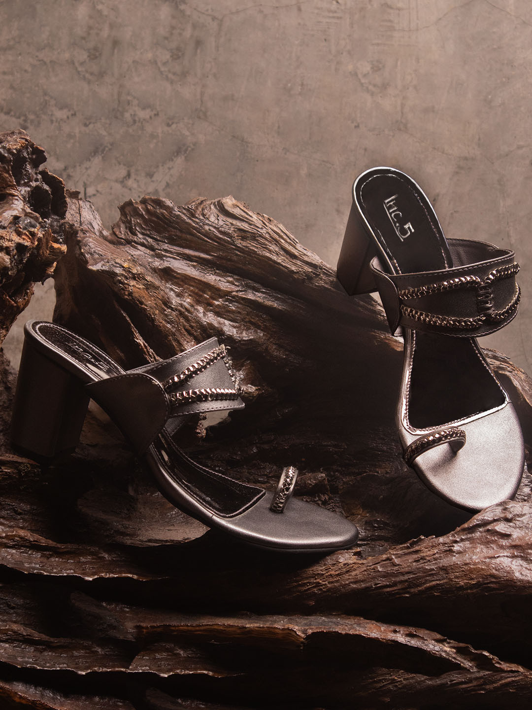 

Inc 5 Grey Embellished One-Toe Block Heels