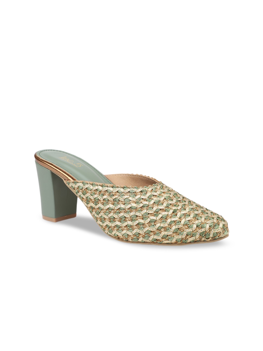 

Inc 5 Pointed Toe Textured Ethnic Block Mules, Sea green