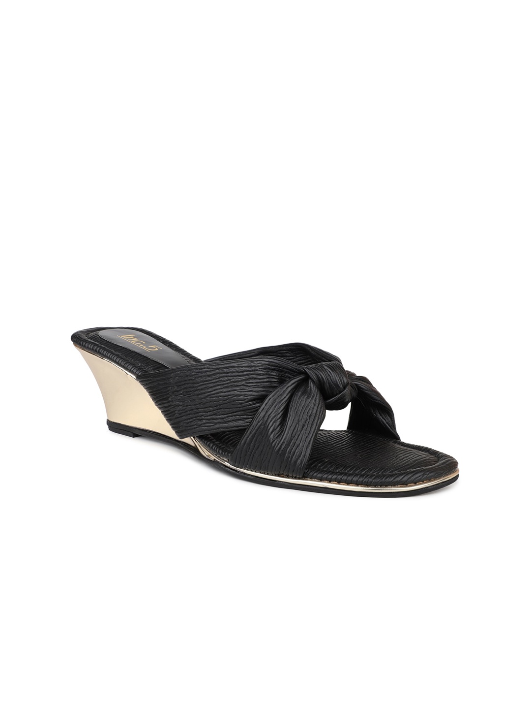 

Inc 5 Knotted Open Toe Wedges, Black