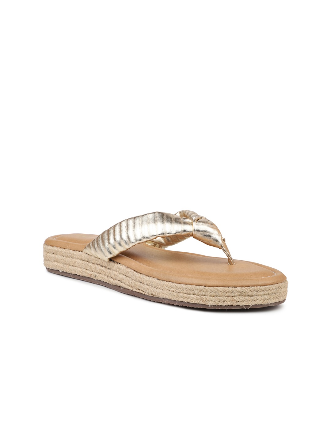 

Inc 5 Knotted Strap Open Toe Flats, Gold