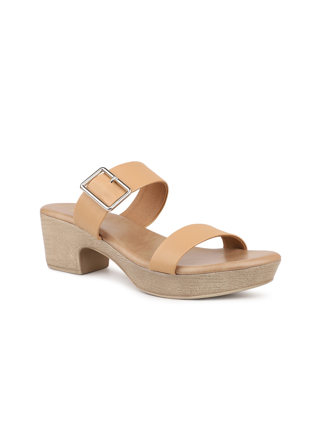 

Inc 5 Two Strap Platform Heels With Buckle Deatil, Beige