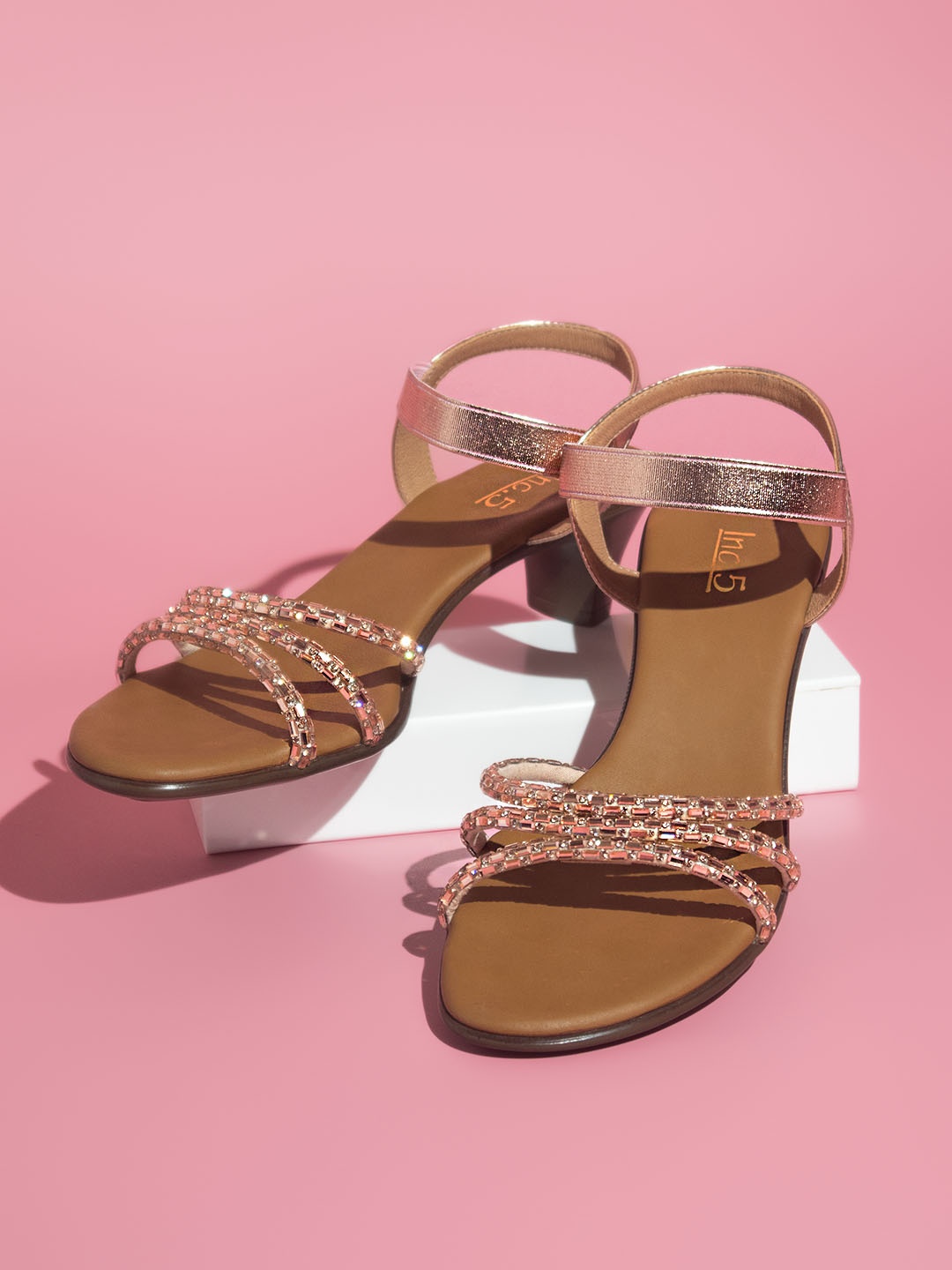 

Inc 5 Embellished Kitten Heels, Rose gold