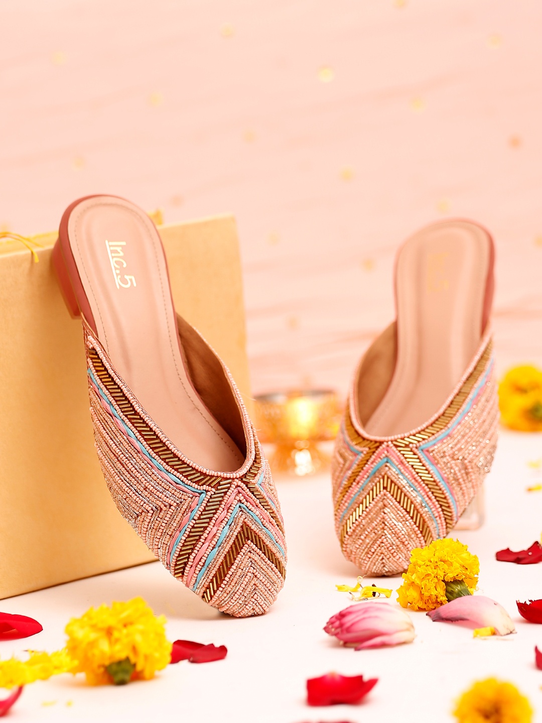 

Inc 5 Rose Gold Party Block Mules