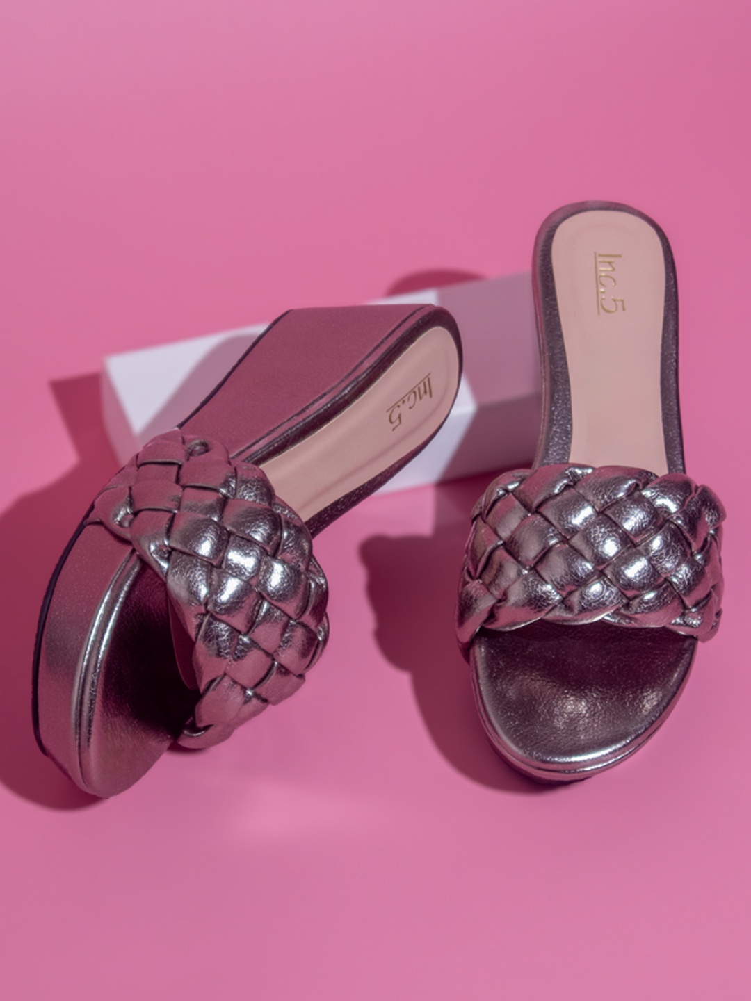 

Inc 5 Braided Party Wedges, Metallic