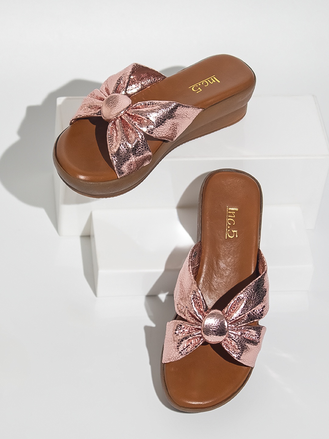 

Inc 5 Textured Strap Comfort Heels, Rose gold