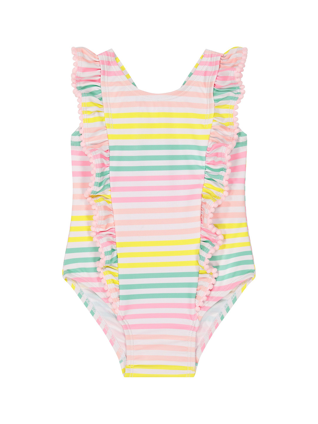 

mothercare Infant Girls Striped Ruffled Bodysuit, Pink