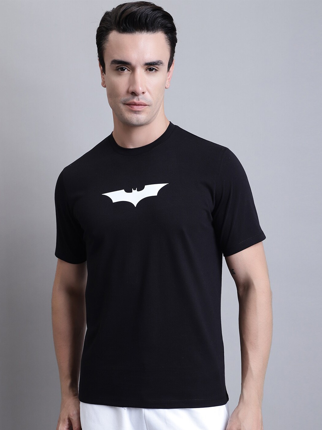 

Rute Round Neck Cotton T-shirt, Black