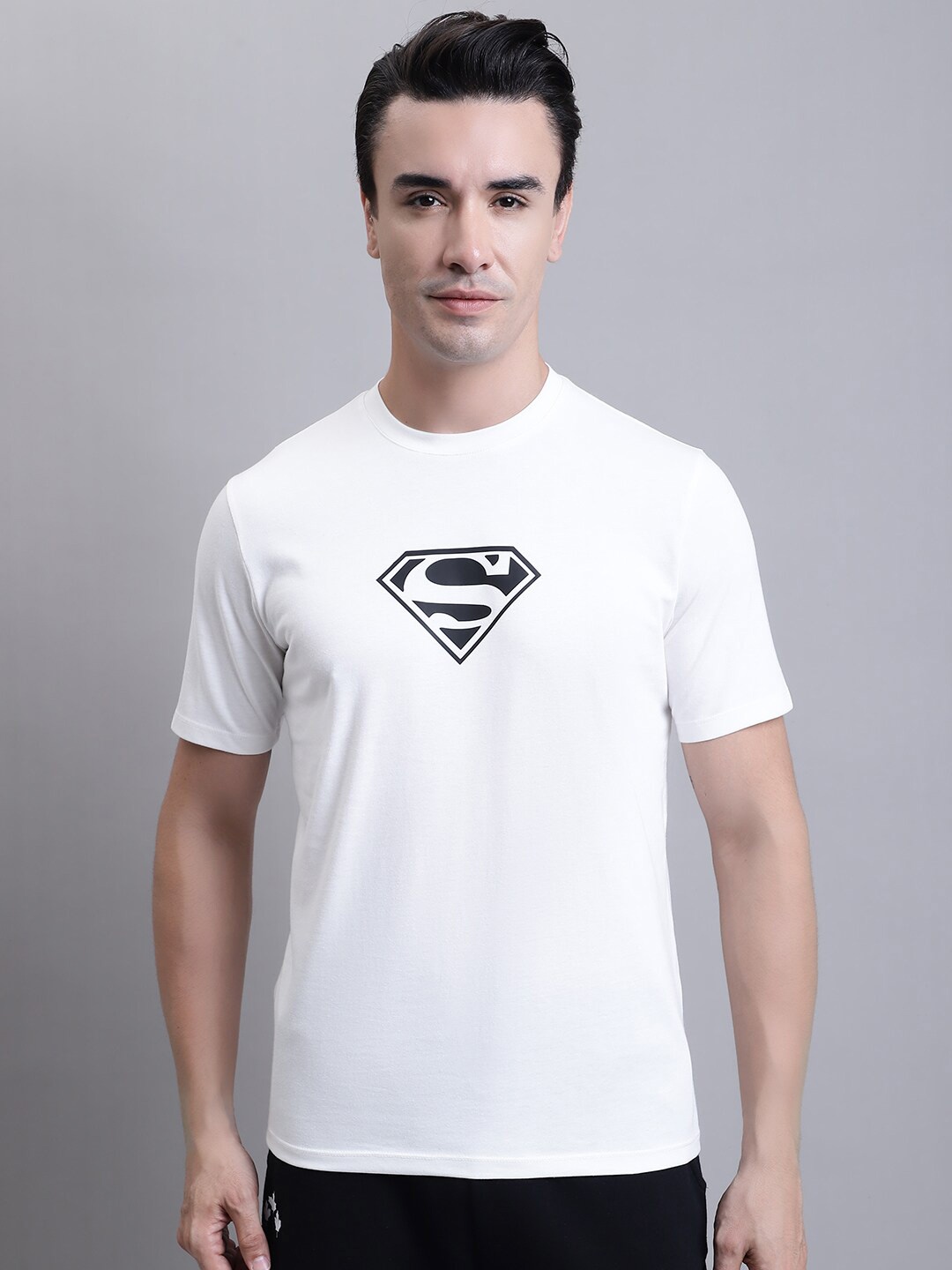 

Rute Superman Printed Round Neck Cotton T-shirt, White