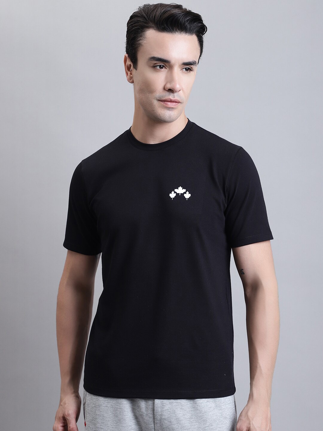 

Rute Round Neck Cotton T-shirt, Black