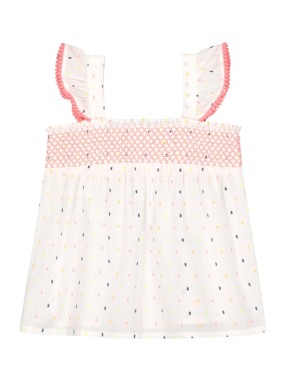 

mothercare Girls Print Cotton Top, White