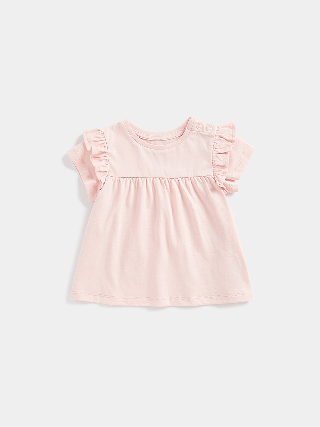 

mothercare Infant Girls Ruffles A-Line Cotton Top, Pink