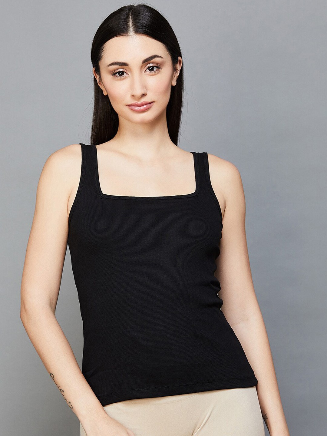 

Ginger by Lifestyle Square Neck Non Padded Camisole, Black