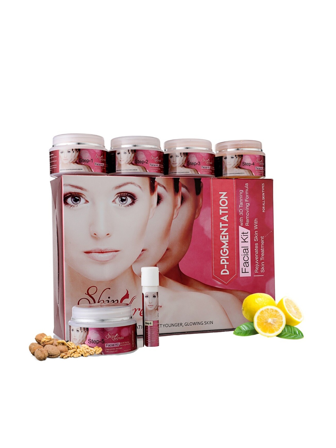 

Skin Secrets D-Pigmentation Cleanser-Scrub-Cream-Gel-Pack-Serum Facial Kit-310gm, Pink