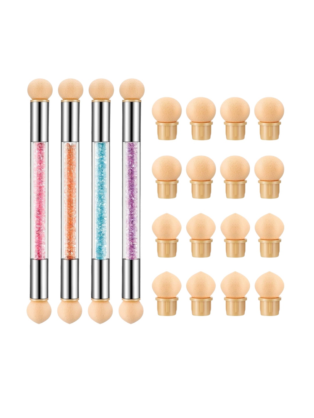

FEELHIGH Dual Nail Sponge Picking Nail Pen Brush with 4 Replacement Heads, Beige