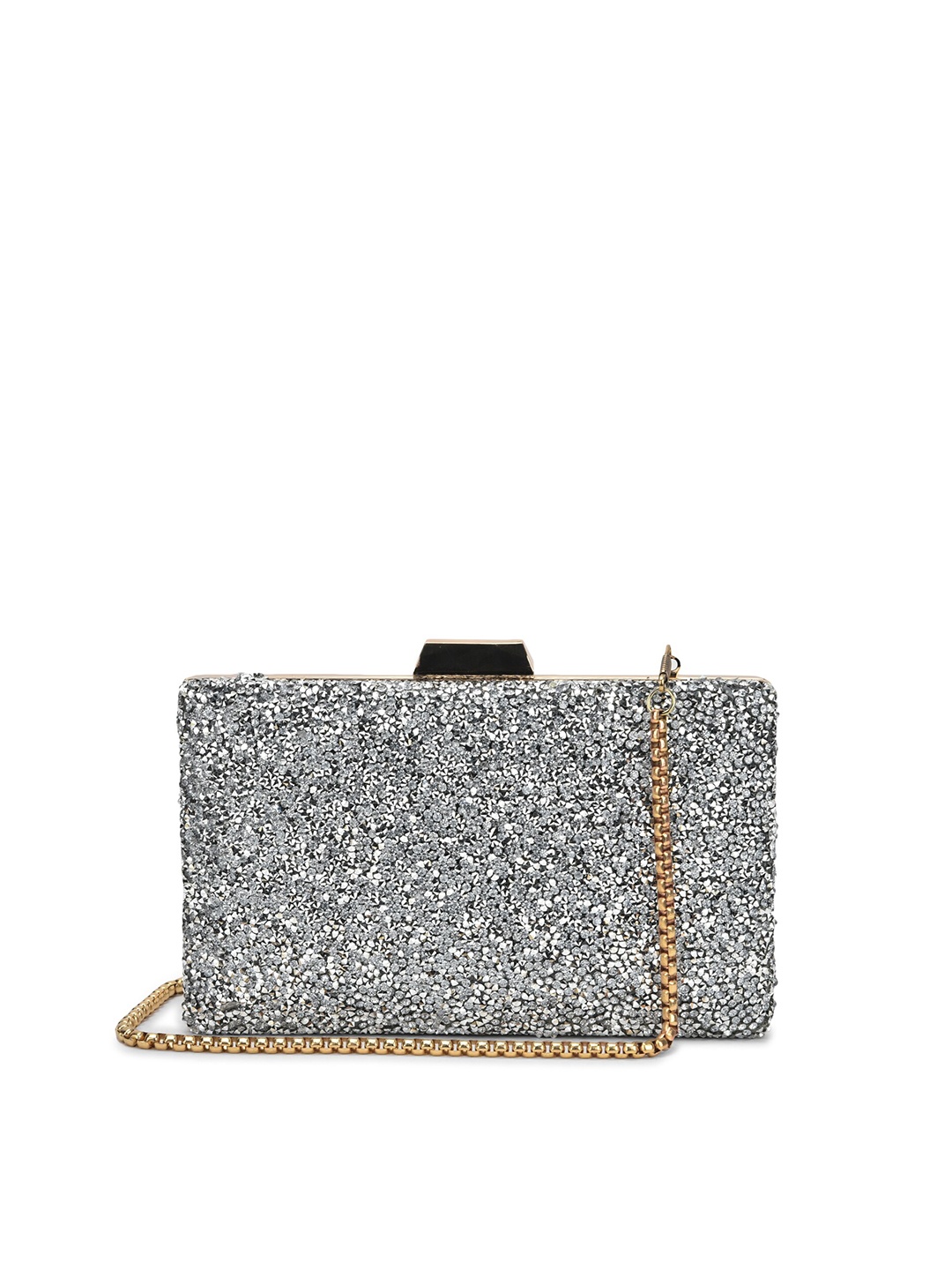 

gaura pakhi Embellished Wrist Loop Box Clutch, White