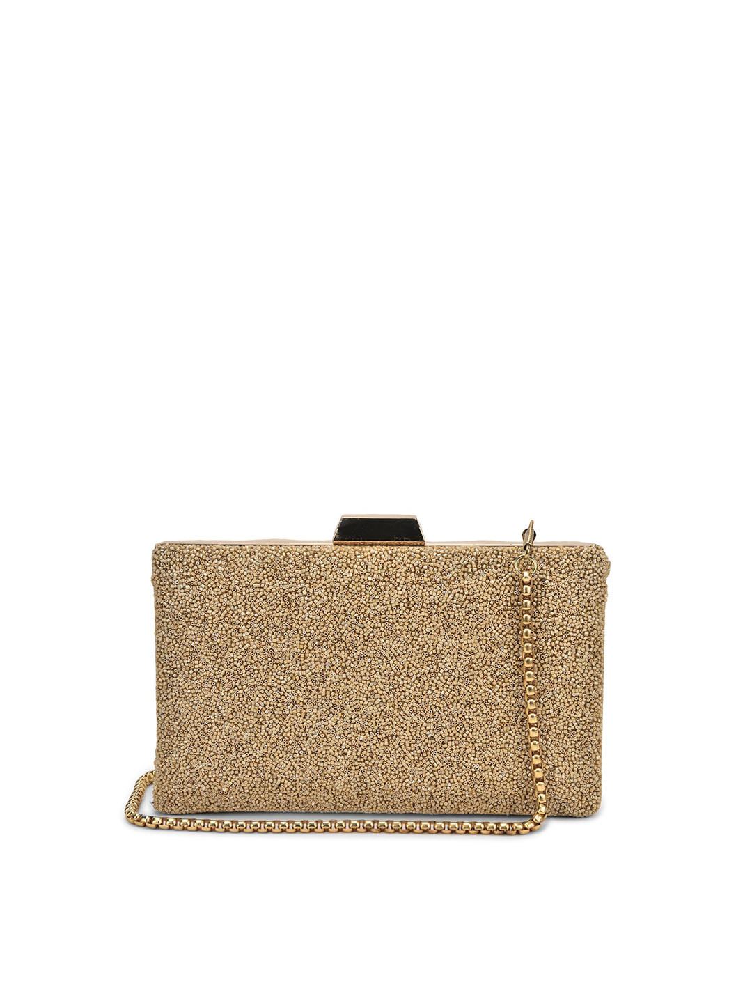 

gaura pakhi Embellished Wrist Loop Box Clutch, Gold