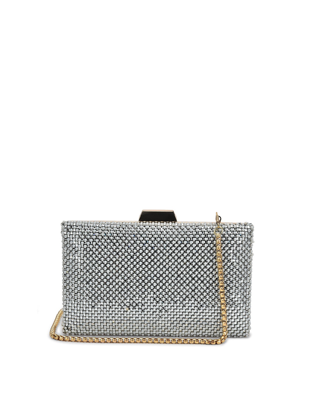 

gaura pakhi Embellished Box Clutch, Grey