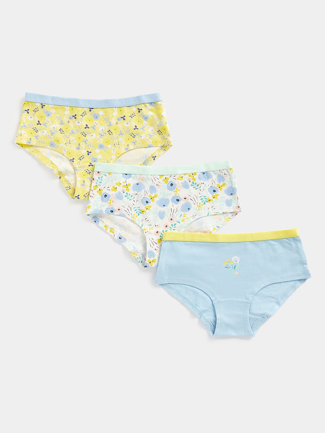 

mothercare Girls Pack Of 3 Printed Pure Cotton Basic Briefs, Yellow