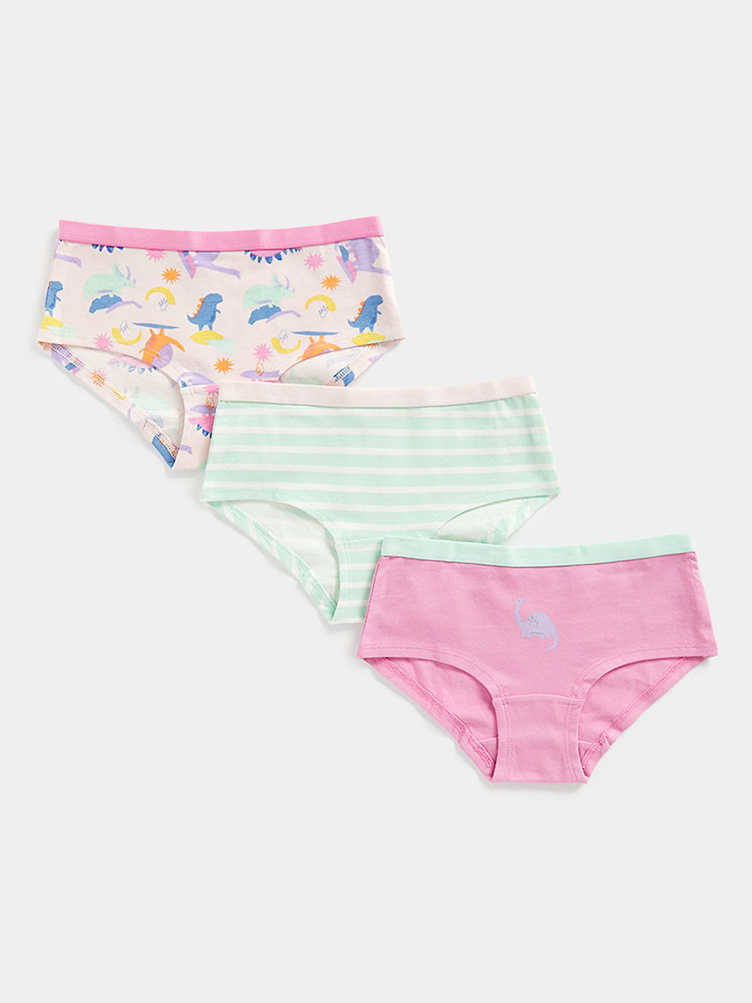 

mothercare Girls Pack Of 3 Printed Pure Cotton Basic Briefs, Pink