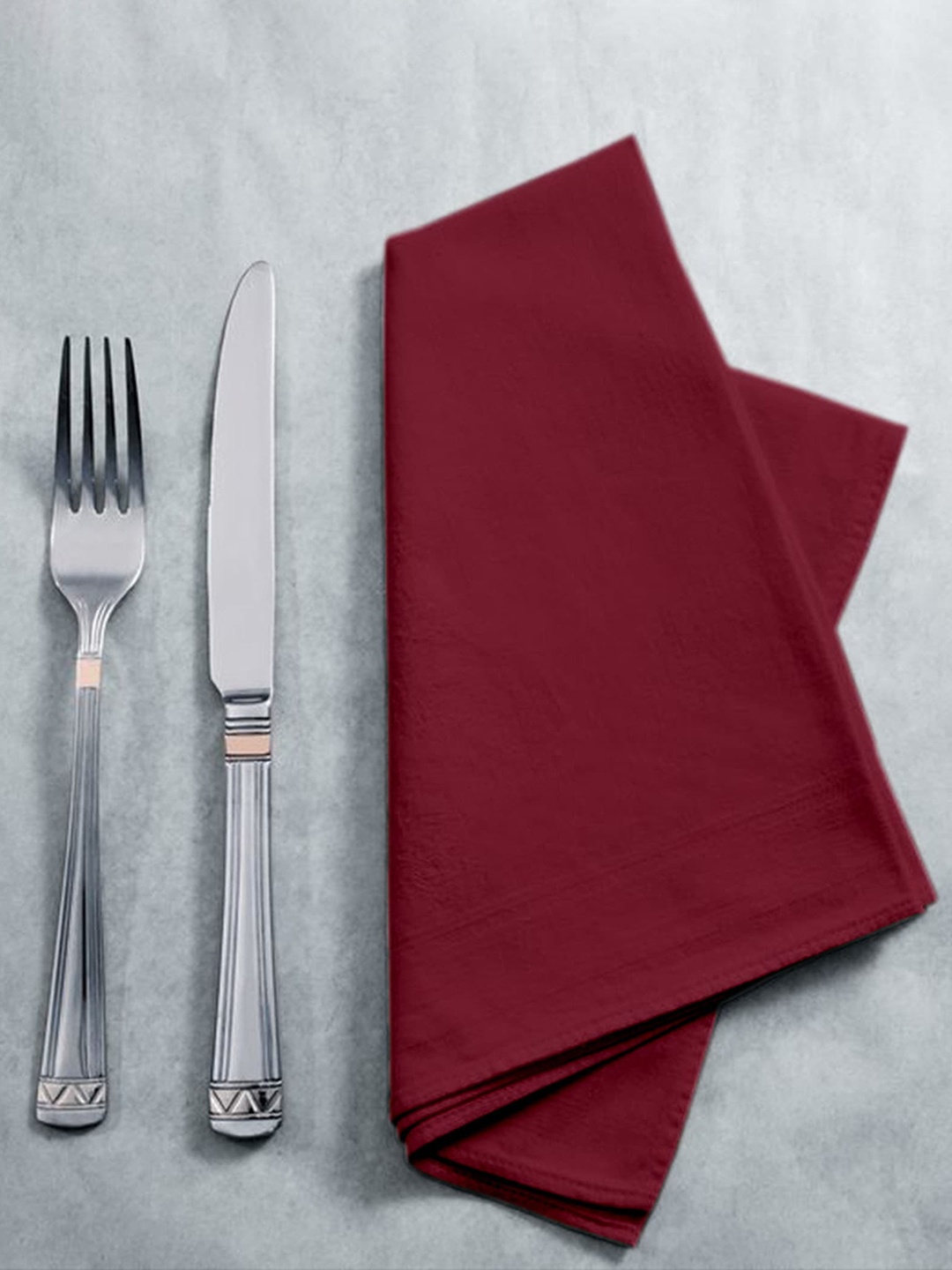 

Lushomes 12 Pcs Maroon Pure Cotton Napkin Set