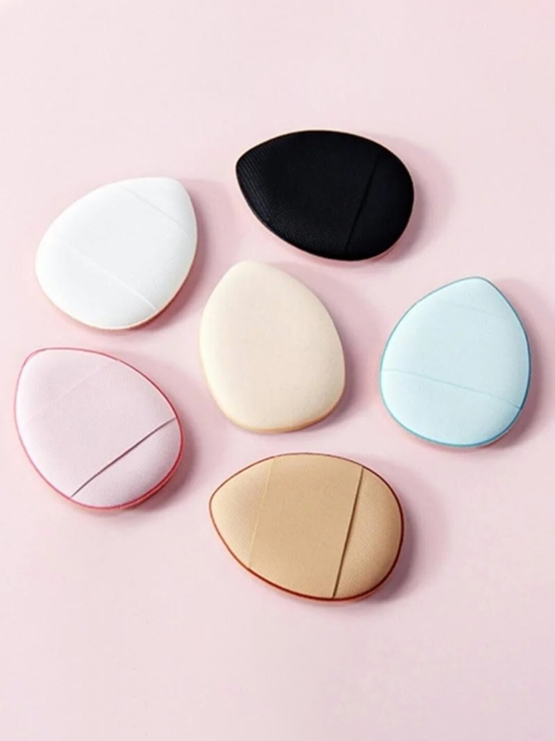 

FEELHIGH Set Of 6 Mini Finger Puff Beauty Blender Sponges, Beige