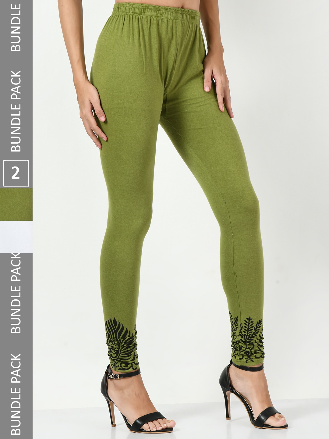 

BAESD Pack of 2 Churidar-Length Leggings, Green