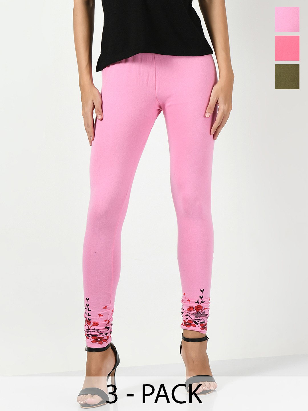 

BAESD Pack Of 3 Churidar Length Leggings, Rose