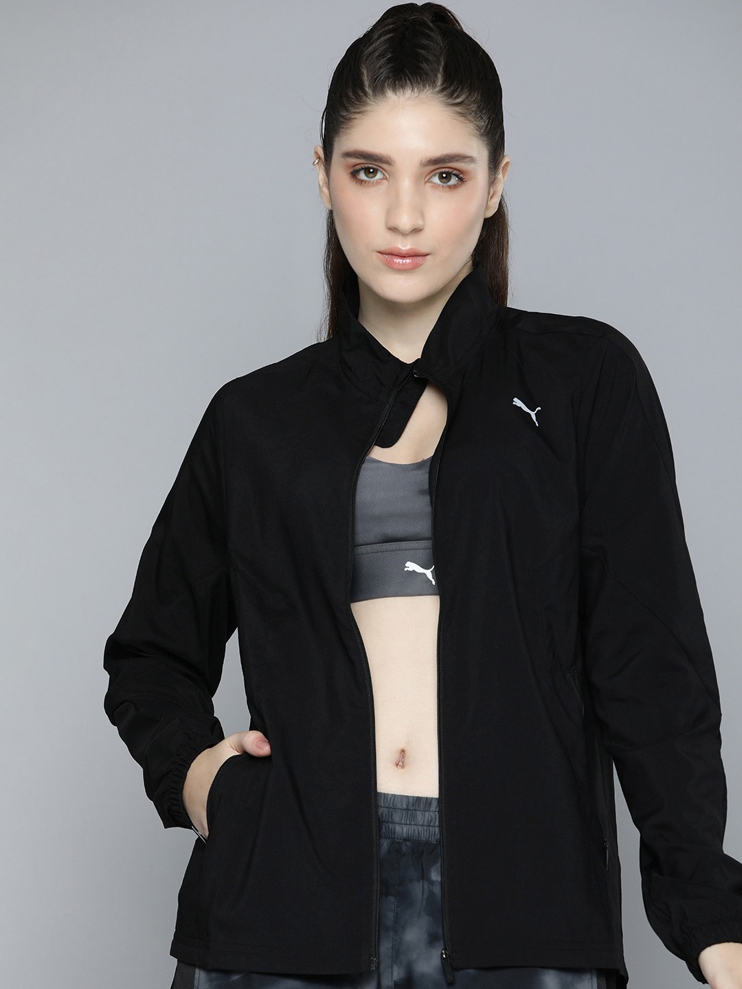 

Puma Run Favorite dryCELL Brand Logo Printed Running Tailored Jacket, Black