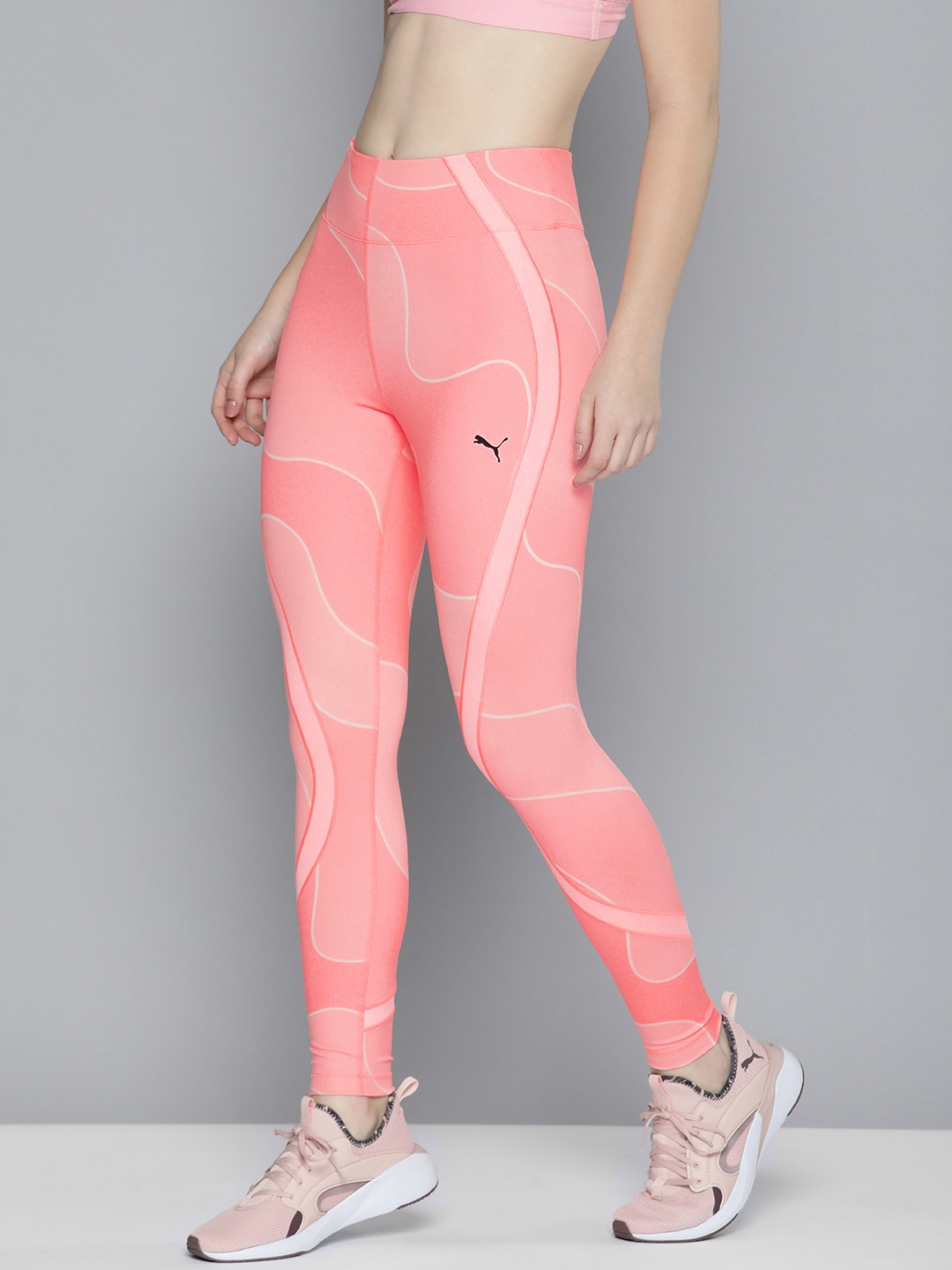 

PUMA Women Studio Printed High Waist 7/8 Training DryCell Tights, Pink