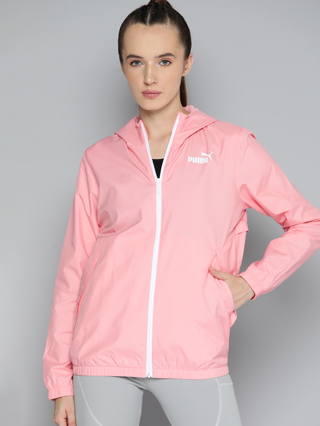 

Puma Essentials Windbreaker Hooded Sporty Jacket, Pink