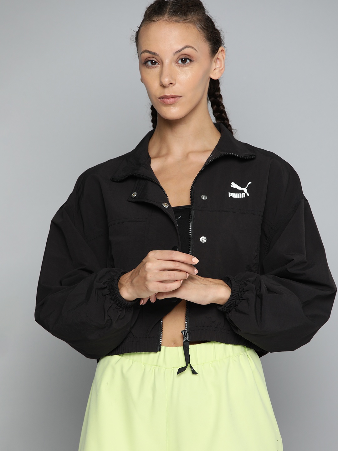 

Puma Dare To Cropped Woven RainCELL Jacket, Black
