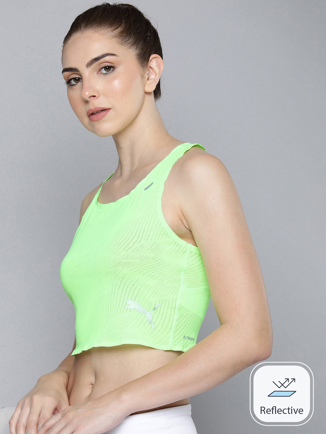

Puma Ultraspun Running dryCELL Tank Crop Top, Fluorescent green