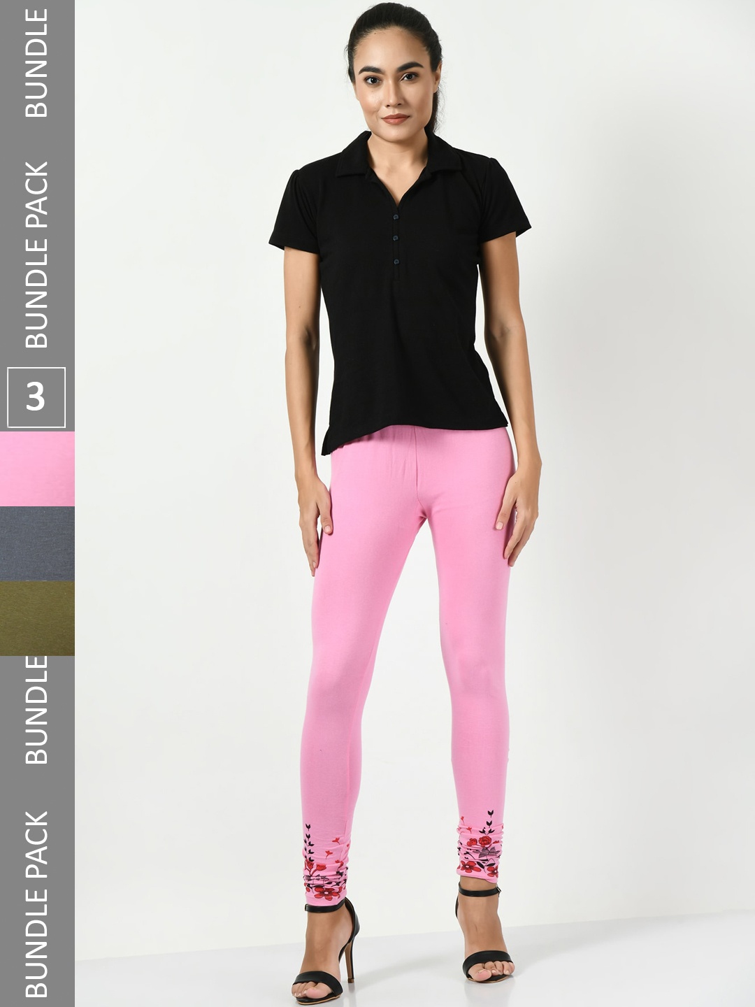 

BAESD Pack Of 3 Churidar Length Leggings, Rose