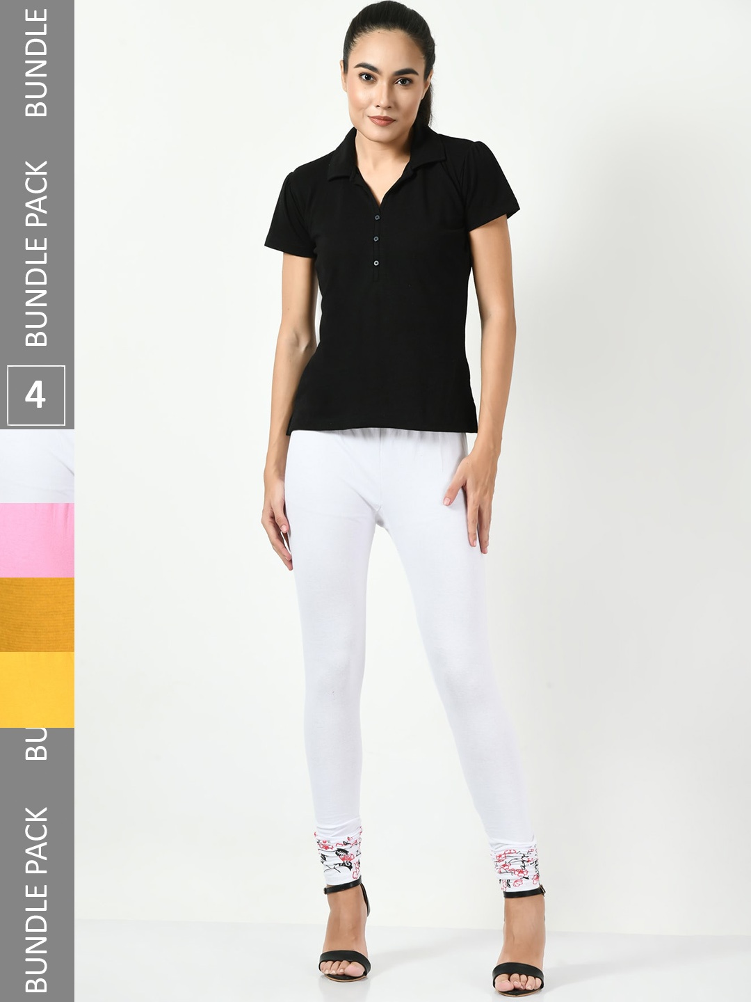

BAESD Pack Of 4 Slim-Fit Churidar-Length Leggings, White