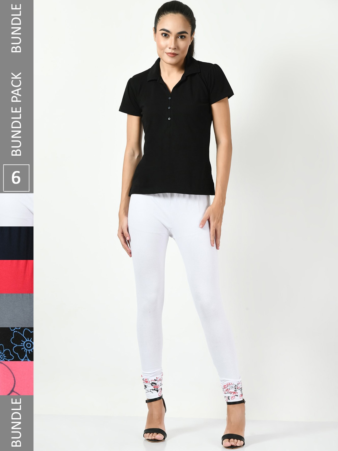 

BAESD Pack Of 6 Slim-Fit Churidar-Length Leggings, White