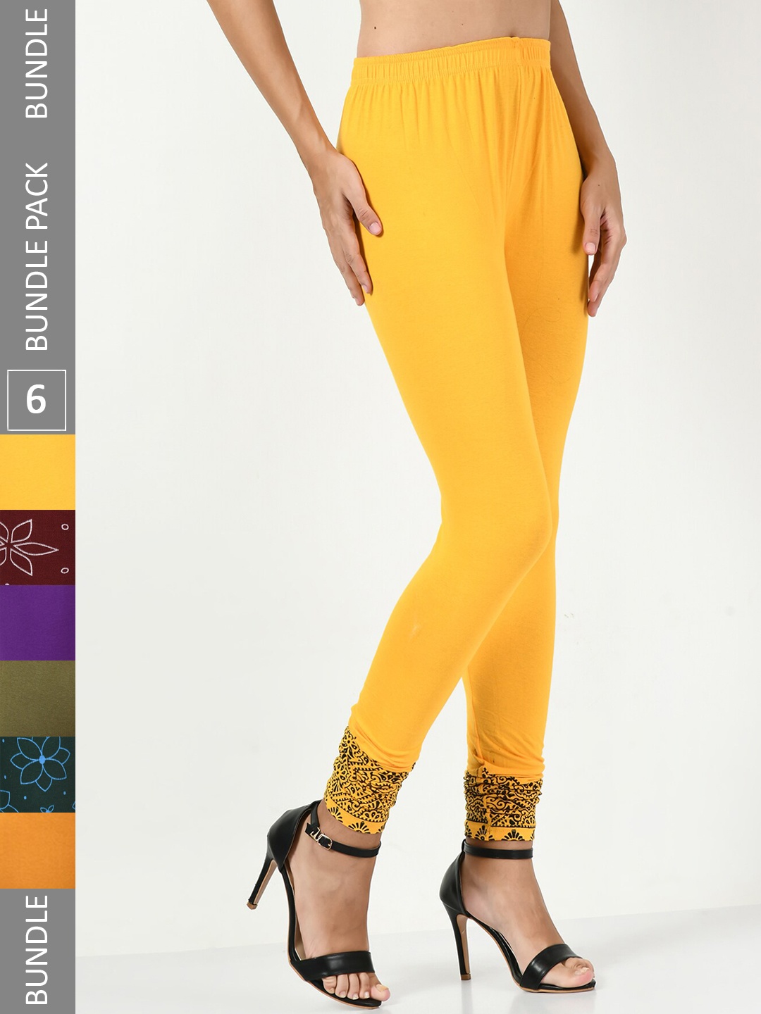 

BAESD Pack Of 6 Printed Churidar Length, Yellow