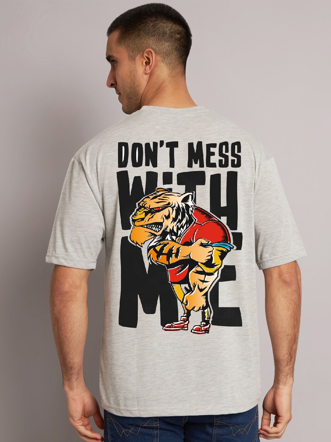 

The Modern Soul Typography Printed Oversized Cotton T-Shirt, Grey melange