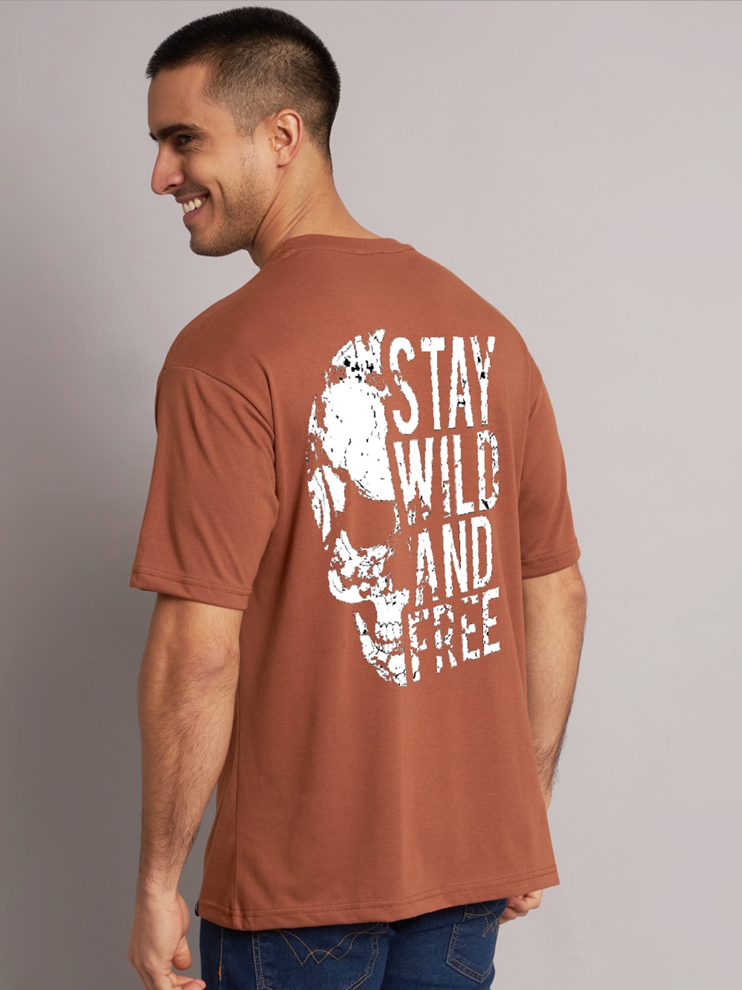 

The Modern Soul Typography Printed Oversized Cotton T-Shirt, Coffee brown
