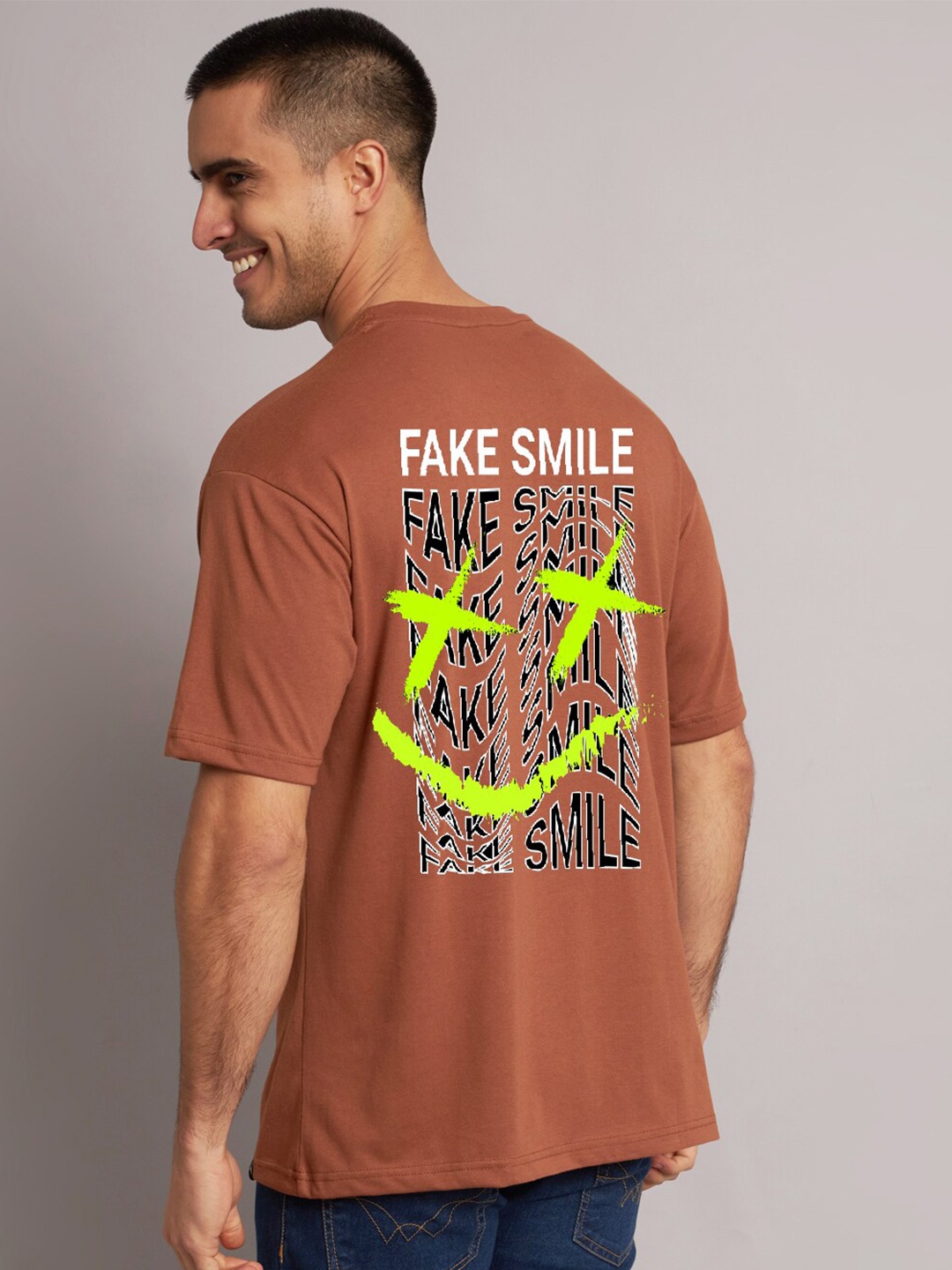 

The Modern Soul Typography Printed Drop Shoulder Oversized T-Shirt, Brown