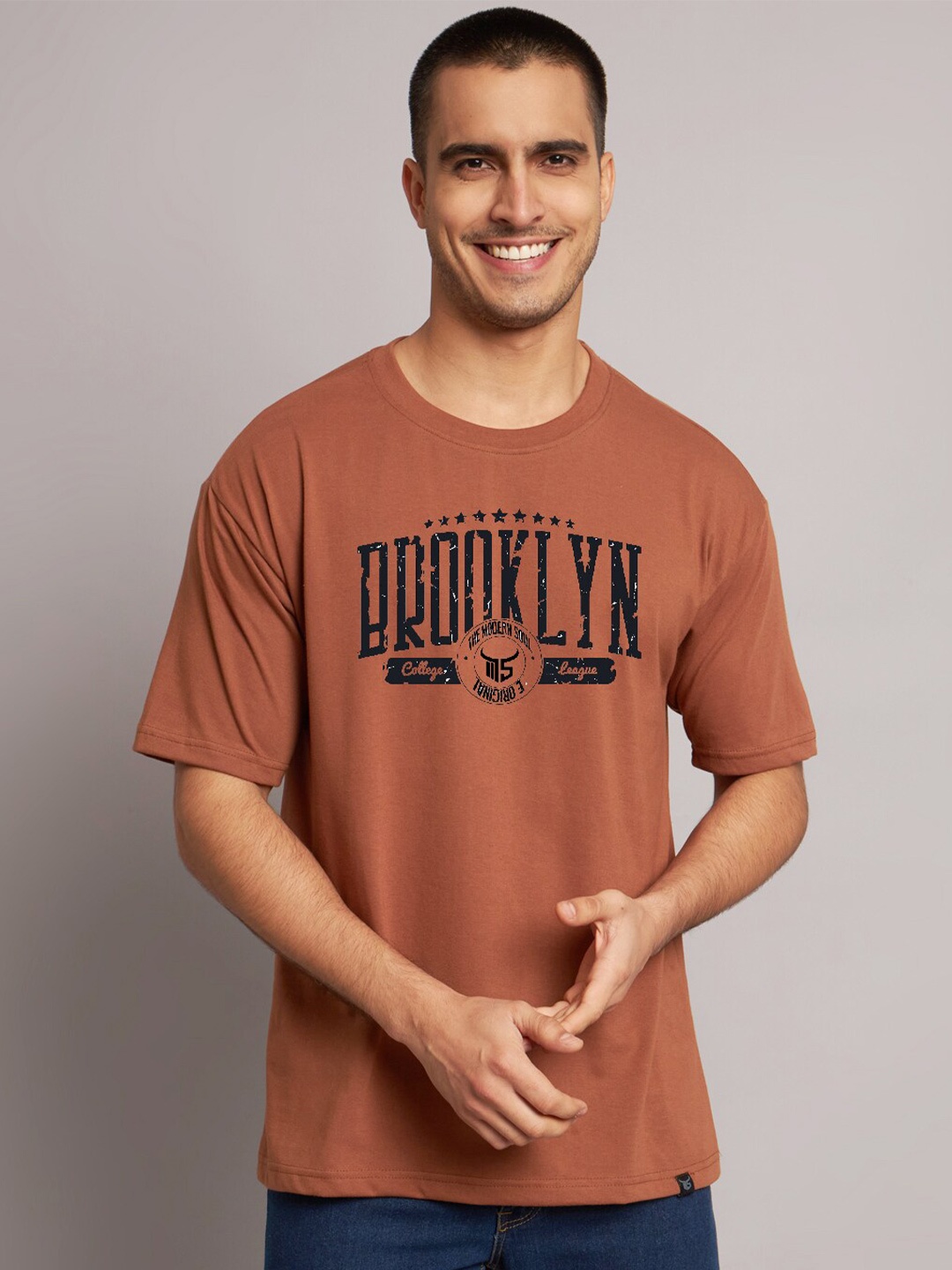 

The Modern Soul Typography Printed Cotton T-shirt, Coffee brown