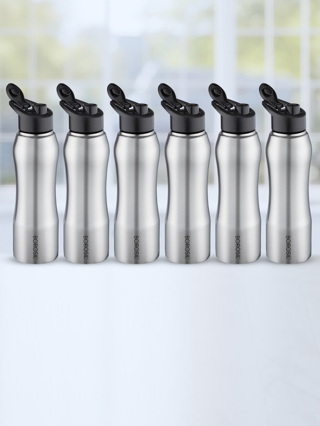 

BOROSIL Grip N Sip 6 Pcs Single Wall Stainless Steel Bottle - 1L Each, Silver
