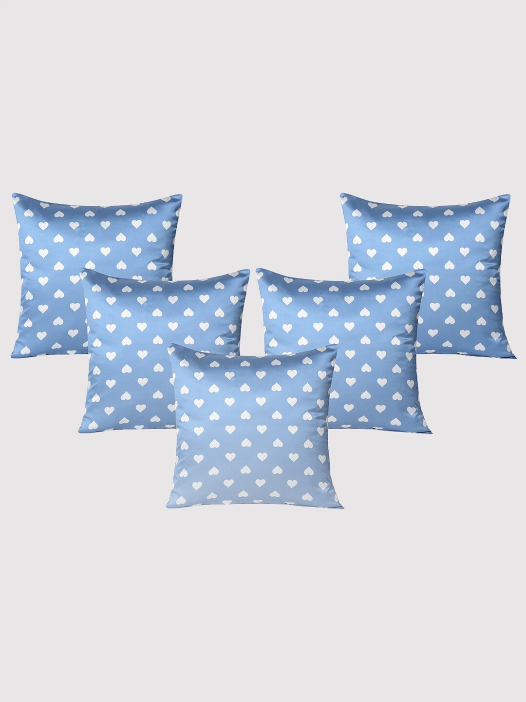 

OUSSUM 5 Pcs Blue & White Quirky Satin Square Cushion Covers