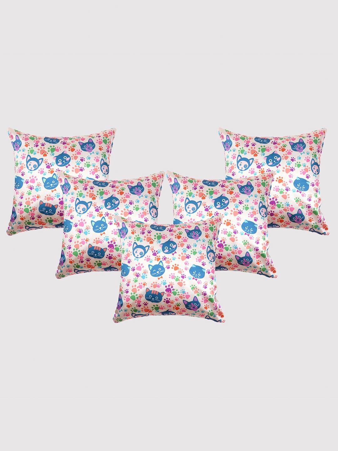 

OUSSUM Yellow & Blue 5 Pieces Cartoon Characters Satin Square Cushion Covers