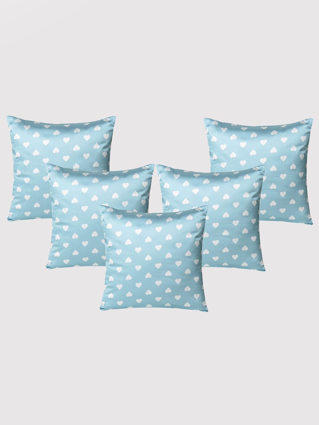 

OUSSUM Blue & White 5 Pieces Abstract Printed Satin Square Cushion Covers