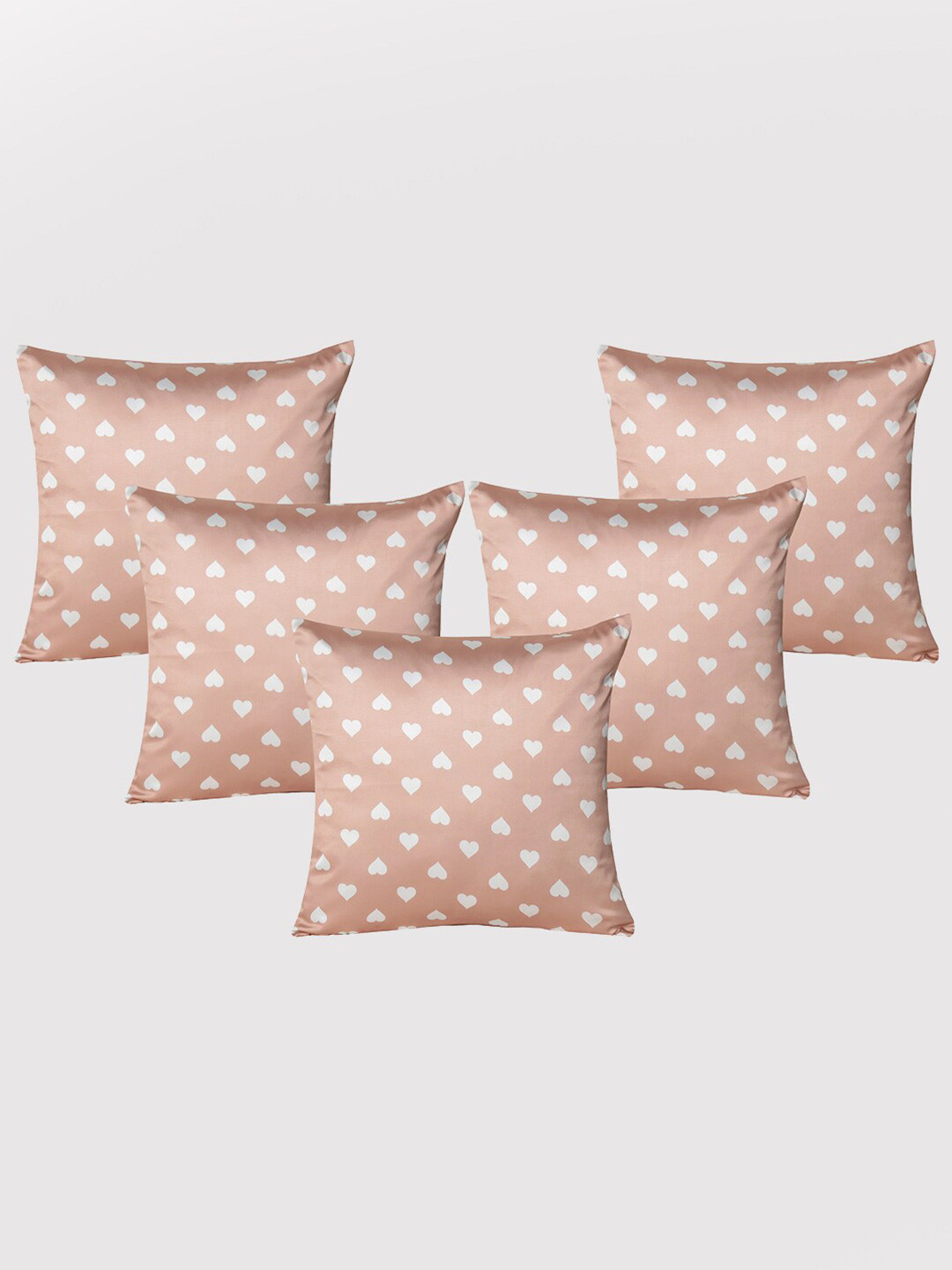 

OUSSUM Orange & White 5 Pieces Abstract Printed Satin Square Cushion Covers