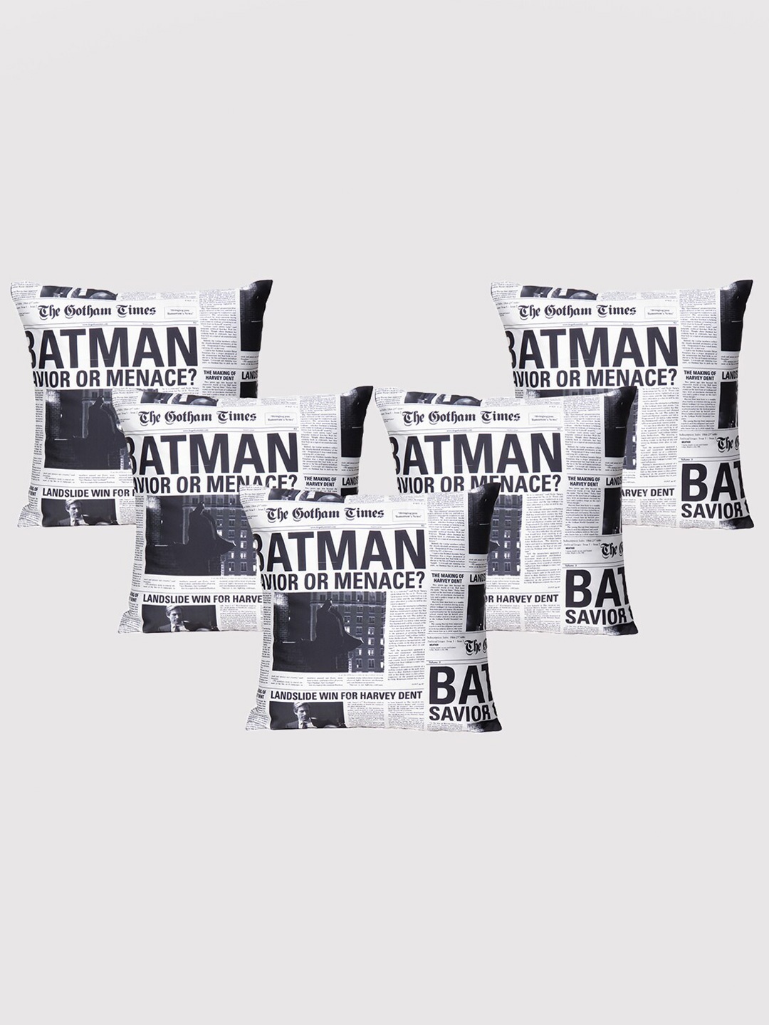 

OUSSUM White & Black 5 Pieces Abstract Satin Square Cushion Covers