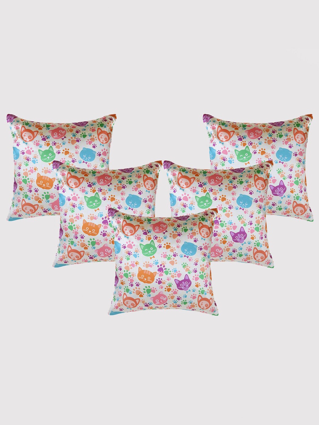 

OUSSUM Yellow & Blue 5 Pieces Abstract Satin Square Cushion Covers