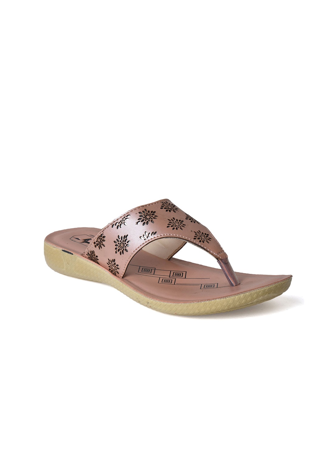 

Ajanta Textured Open Toe Flats With Laser Cuts, Peach